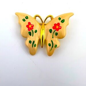 Vintage Butterfly Enamel Brooch with Floral Design Bundle 3/$15